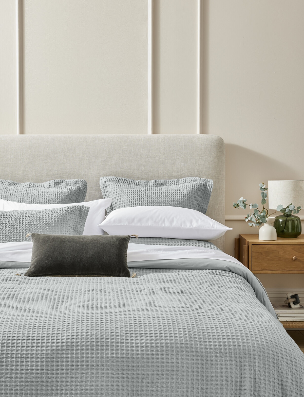Kate Reed Lara Waffle Duvet Cover Set, Blue - Duvet Covers & Co-ordinates