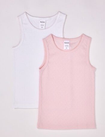 Blue Ink Pointelle Singlet, 2-Pack, White & Pale Pink, 2-8 product photo
