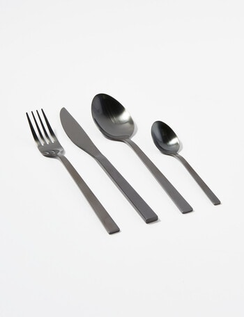 Amy Piper Noir Cutlery, 16-Piece, Black product photo