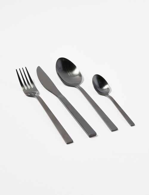 Amy Piper Noir Cutlery, 16-Piece, Black product photo
