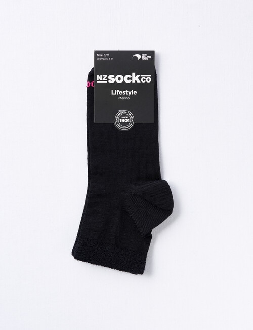 NZ Sock Co. Merino Anklet Sock, Black, 4-9 product photo View 02 L