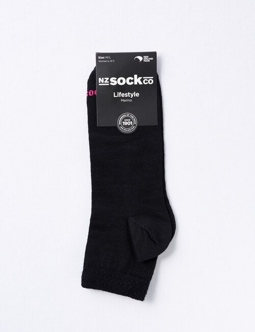 NZ Sock Co. Merino Anklet Sock, Black, 9-11 product photo View 02 L