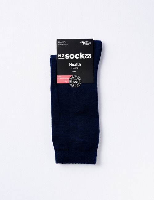 NZ Sock Co. Merino Comfort Top Sock, Navy, 9-11 product photo View 02 L