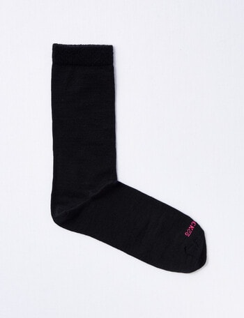 NZ Sock Co. Merino Comfort Top Sock, Black, 4-9 product photo