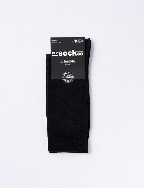 NZ Sock Co. Merino Comfort Top Sock, Black, 4-9 product photo View 02 L