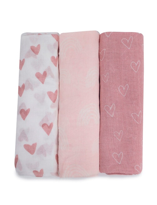 Bubba Blue Nordic Muslin Wrap, 3-Pack, Pink product photo View 03 L