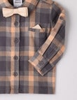 Teeny Weeny All Dressed Up Dress Shirt, Grey & Peach product photo View 02 S