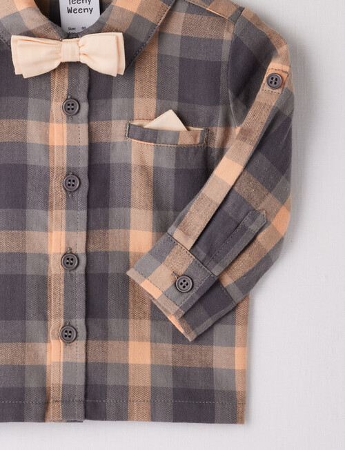 Teeny Weeny All Dressed Up Dress Shirt, Grey & Peach product photo View 02 L