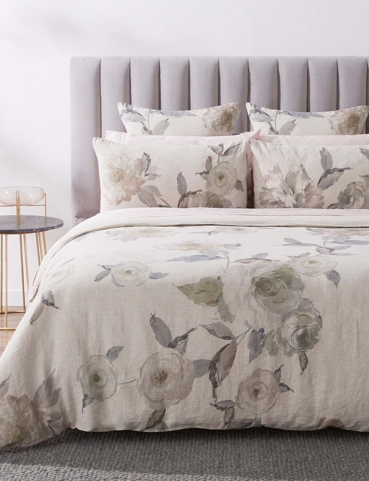 Kate Reed Rosa Linen Duvet Cover Set, Natural Duvet Covers & Coordinates