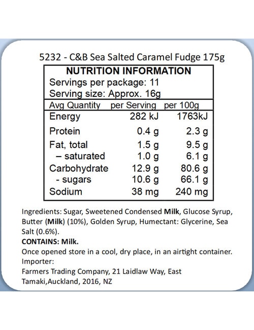 Cartwright & Butler Sea Salted Fudge Carton, 175g product photo View 02 L