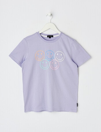 No Issue Smiley Face Short Sleeve Tee, Purple product photo