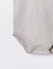 Little Bundle Essentials Stretch-Cotton Short-Sleeve Bodysuit, Silver product photo View 02 S