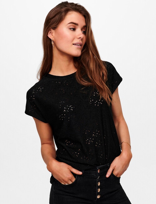 ONLY Smilla Short Sleeve Top, Black product photo View 03 L