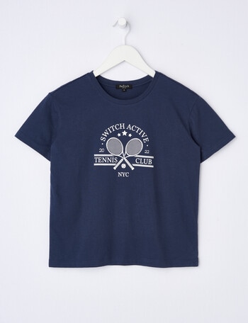 Switch Active Tennis Print Relaxed Tee, Navy product photo