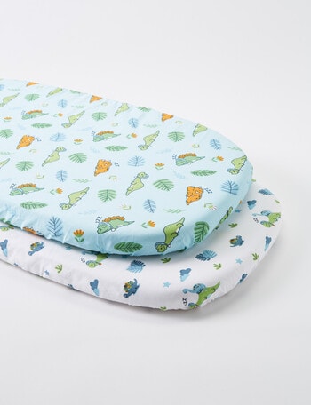 Teeny Weeny Bassinet Fitted-Cotton, 2-Pack, Sleepy Dino product photo