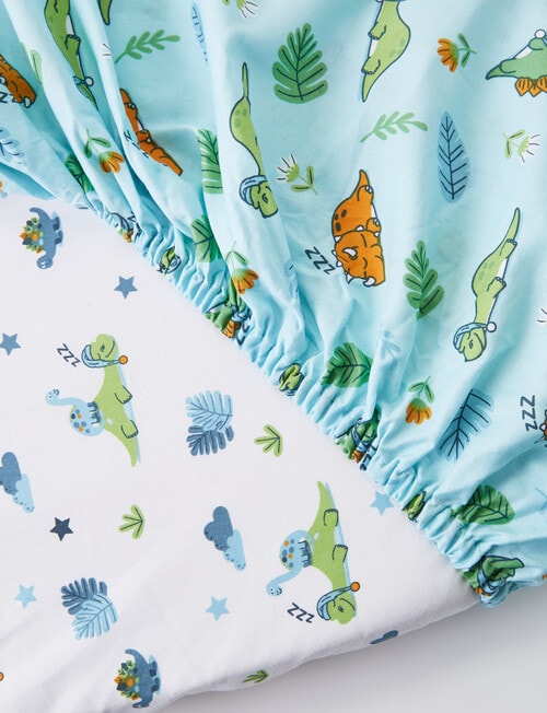Teeny Weeny Bassinet Fitted-Cotton, 2-Pack, Sleepy Dino product photo View 03 L