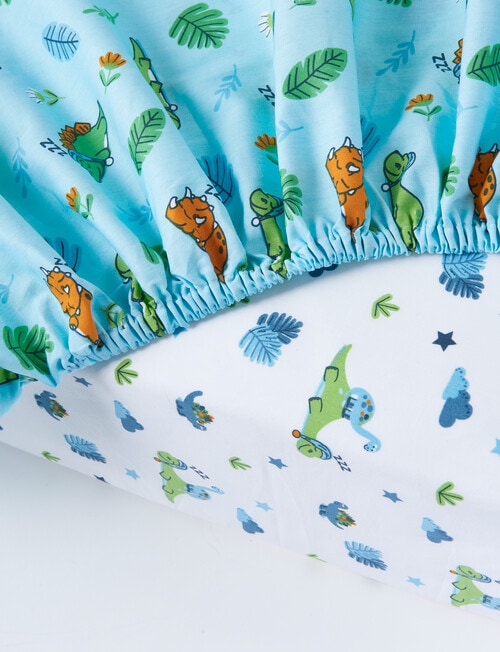 Teeny Weeny Cot Fitted-Cotton, Sleepy Dino product photo View 03 L