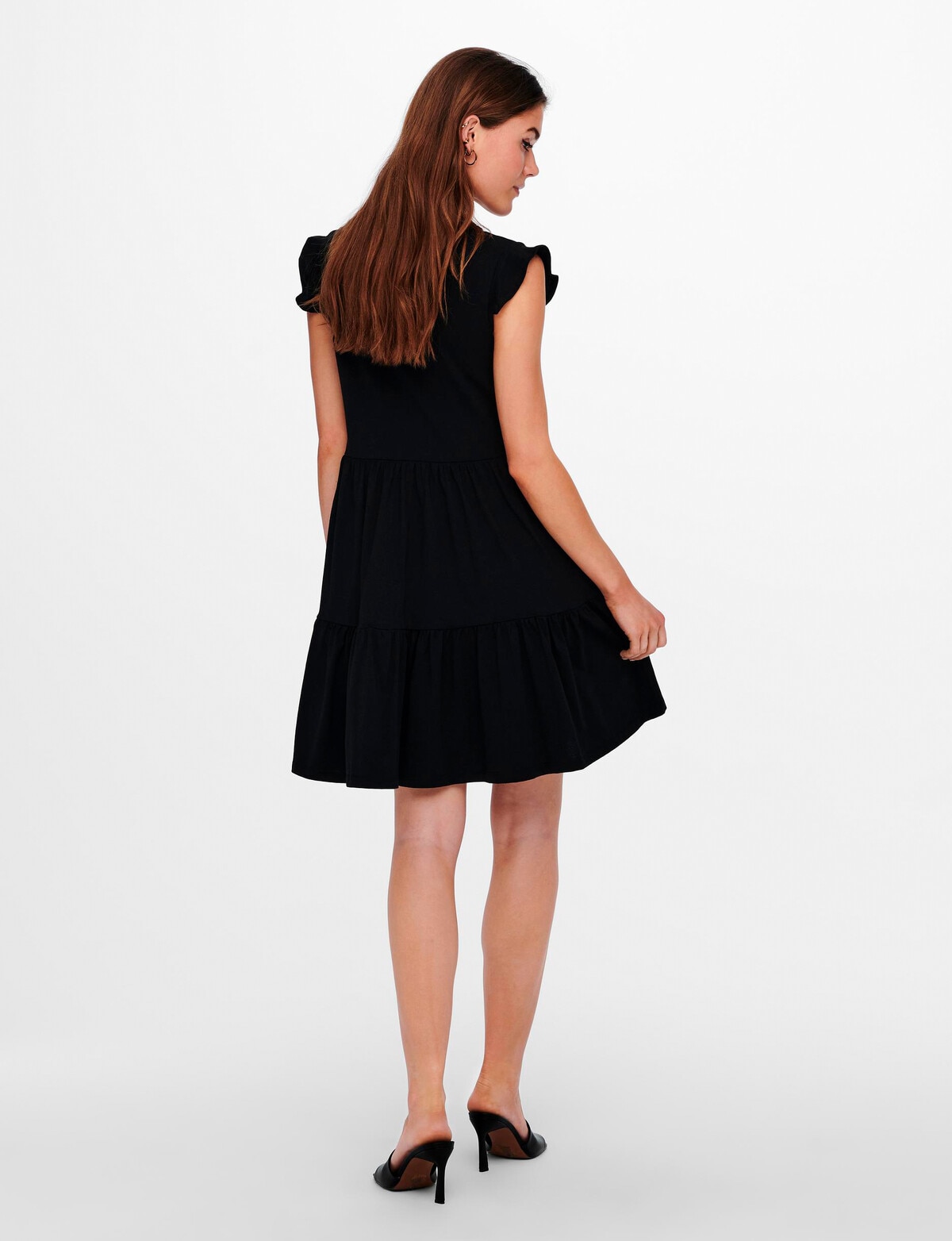 ONLY May Life Cap Sleeve Frill Dress, Black - Dresses