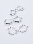 Whistle Accessories Assorted Shape Hoop Earrings, 3-Pair Set, Imitation Silver product photo View 02 S