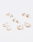 Whistle Accessories Stud Knot Hoop Earrings, 5-Pair Set, Imitation Gold product photo View 02 S