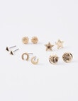 Whistle Accessories Star Horseshoe Earrings, 5-Pair Set, Imitation Gold product photo View 02 S