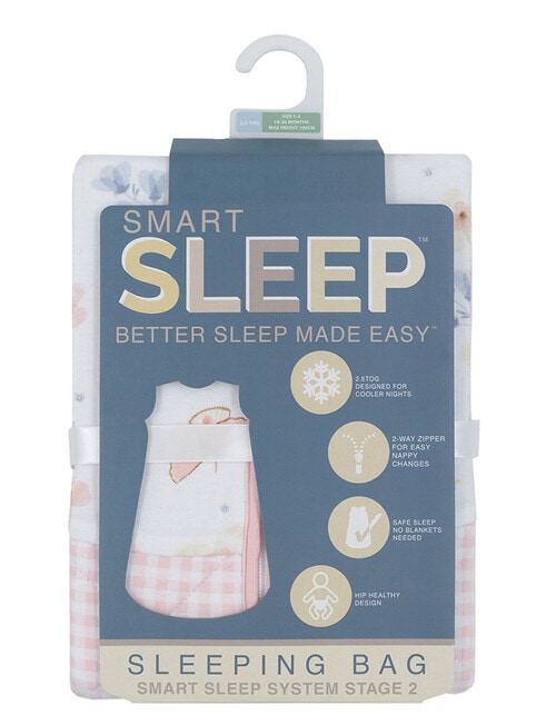Smart Sleep Butterfly Sleepbag 2.5 Tog, 6-18m, Pink & White product photo View 04 L