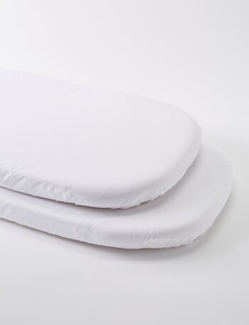 Teeny Weeny Bassinet Fitted-Cotton, 2-Pack, White product photo
