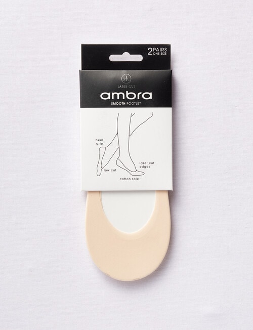 Ambra Lazer Cut Smooth Footlet, Nude, 2-Pack product photo View 02 L