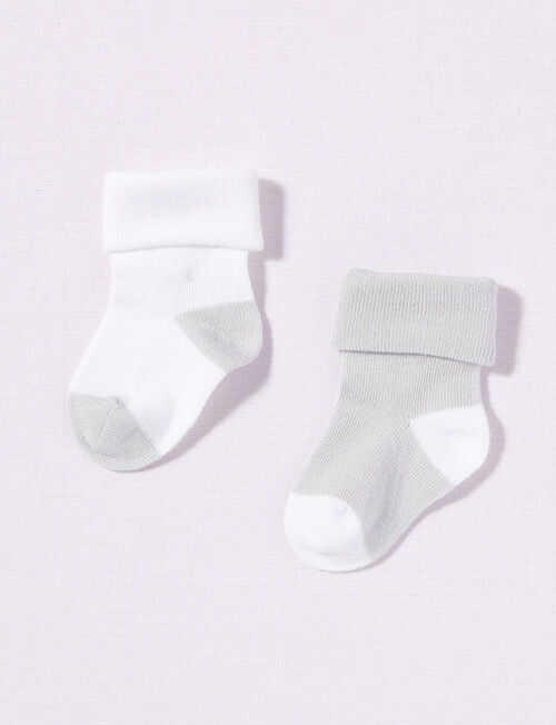 Underworks Modal Turn-Over Top Sock, 2-Pack, Grey & White product photo