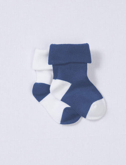 Underworks Modal Turn-Over Top Sock, 2-Pack, Navy & White product photo