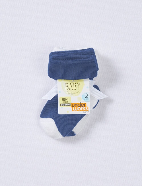 Underworks Modal Turn-Over Top Sock, 2-Pack, Navy & White product photo View 02 L