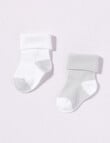 Underworks Modal Turn-Over Top Sock, 2-Pack, Grey & White product photo