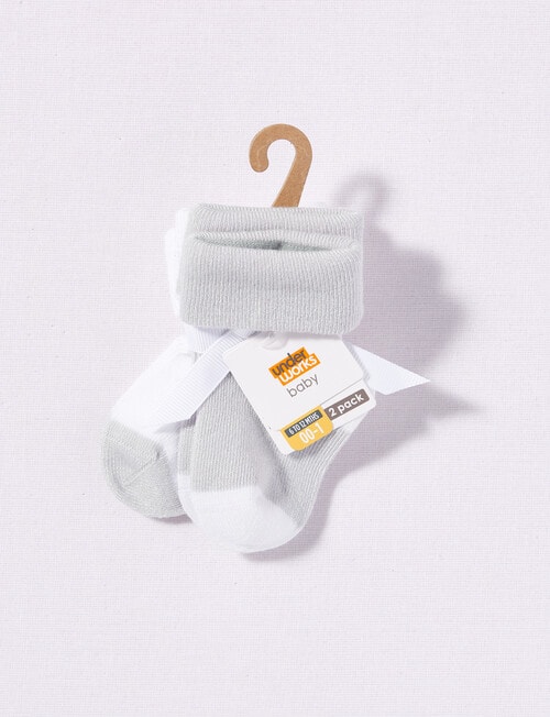 Underworks Modal Turn-Over Top Sock, 2-Pack, Grey & White product photo View 02 L