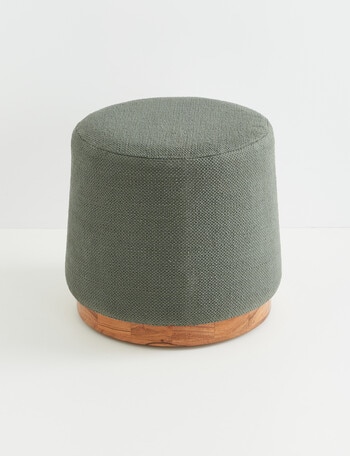 M&Co Cotton Blend Pouf with Acacia Base, Thyme product photo