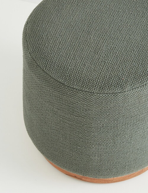 M&Co Cotton Blend Pouf with Acacia Base, Thyme product photo View 02 L