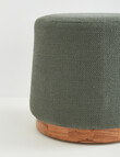 M&Co Cotton Blend Pouf with Acacia Base, Thyme product photo View 03 S