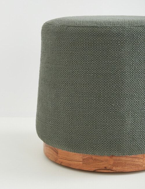 M&Co Cotton Blend Pouf with Acacia Base, Thyme product photo View 03 L