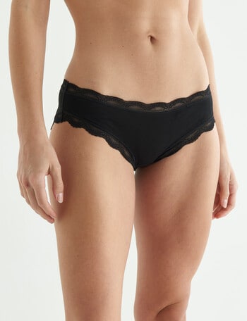 Lyric Cotton Sia Lace Bikini Brief, Black, 8-18 product photo