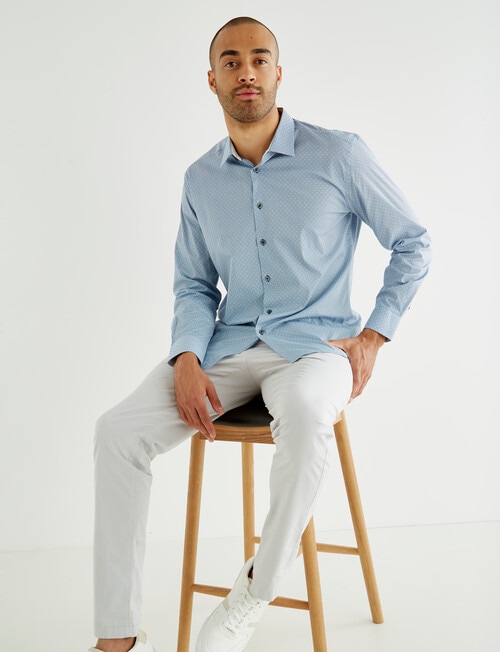 L+L Honeycomb Print Long-Sleeve Shirt, Blue product photo View 03 L