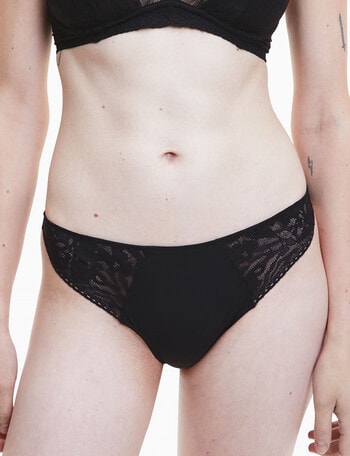 Calvin Klein Ultra Soft Lace Thong, Black product photo