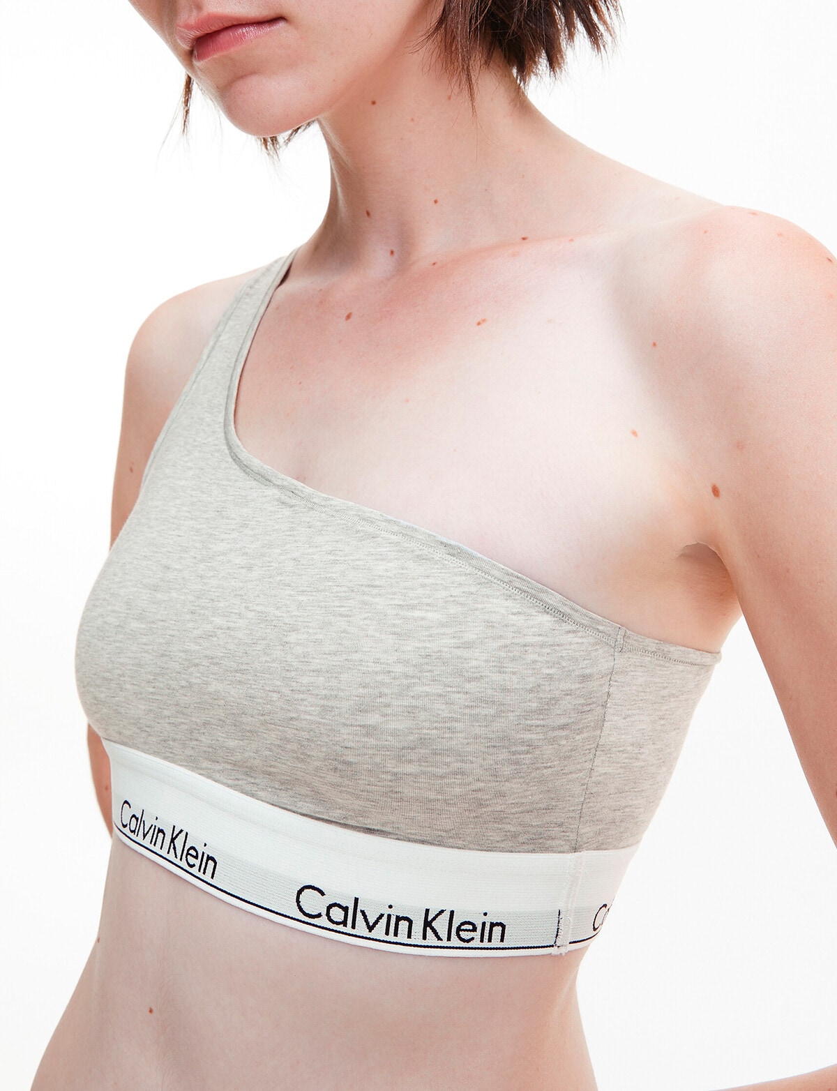 Calvin Klein Modern One Shoulder Bralette, Grey Heather - Bras
