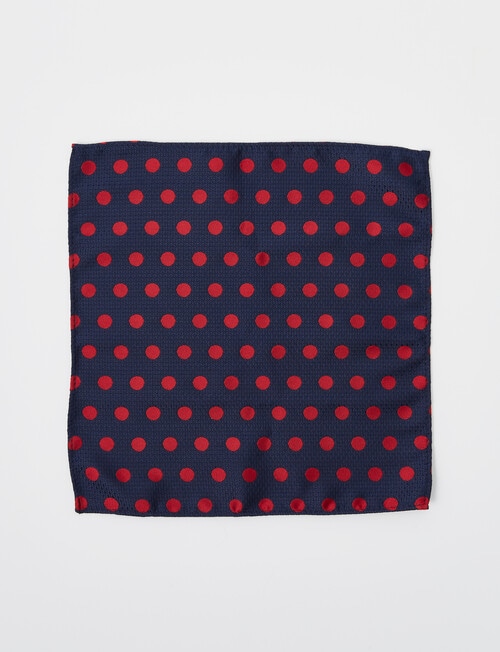 Laidlaw + Leeds Dobby Spot Pocket Square, Navy & Red product photo View 03 L