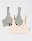 Bonds Retro Rib Crop, 2-Pack, Pink & Grey Marle, 6-16 product photo