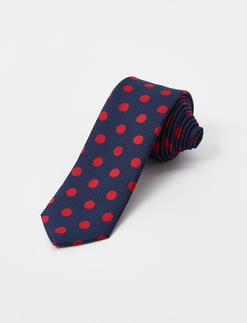 Laidlaw + Leeds Dobby Spot Tie, 7cm, Navy & Red product photo