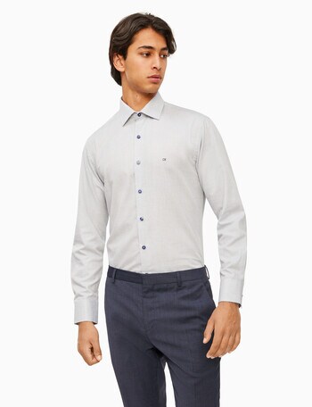 Calvin Klein Slim Fit Dobby Long Sleeve Shirt, Blue product photo