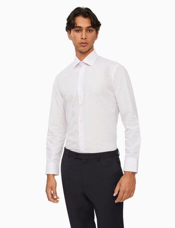 Calvin Klein Long Sleeve Check Slim Fit Shirt, Purple & White product photo