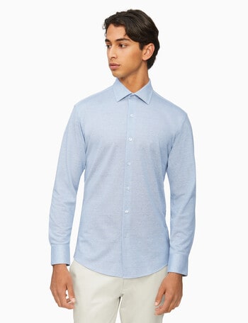 Calvin Klein Long Sleeve Slim Fit Knitted Shirt, Blue product photo