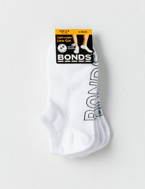Bonds Logo Light Trainer Socks, 4-Pack, White product photo View 03 L