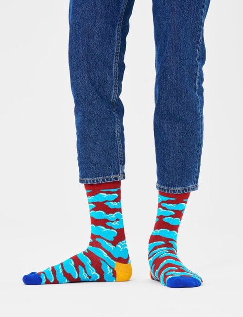 Happy Socks Under The Clouds Sock, Burgundy & Blue product photo View 03 L