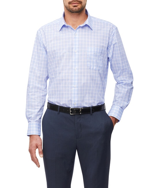 Van Heusen Mid Check Long Sleeve Shirt, Blue product photo View 02 L